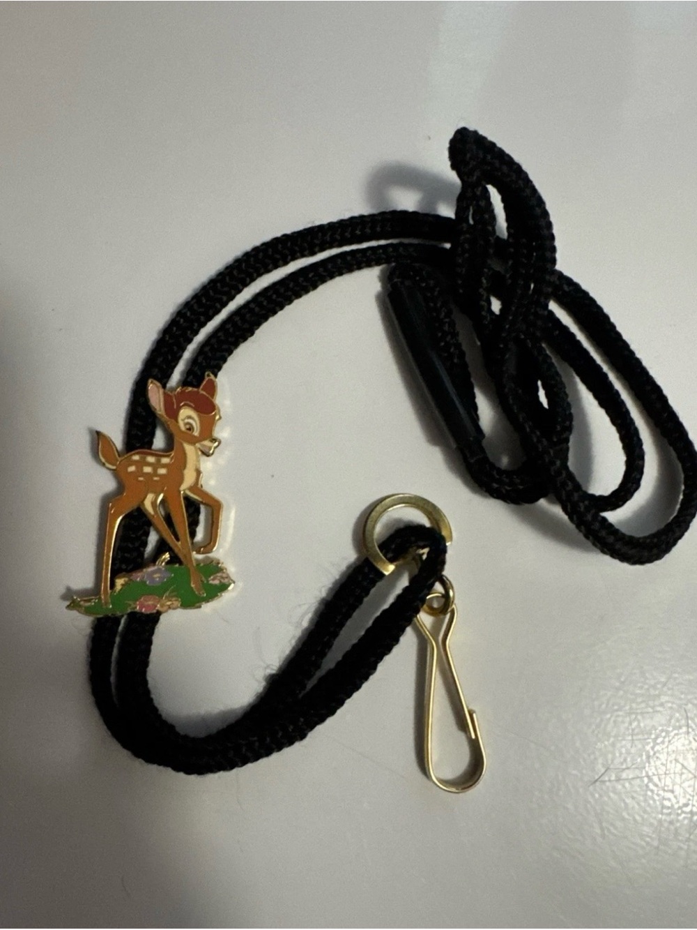 Vintage Disney Cast Members Exclusive Bambi Enamel Charm Lanyard in Black